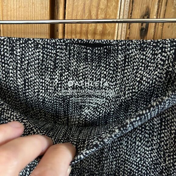 Athleta Leggings Medium Black White Delancey Textured Moto Tight Leggings - Picture 6 of 12